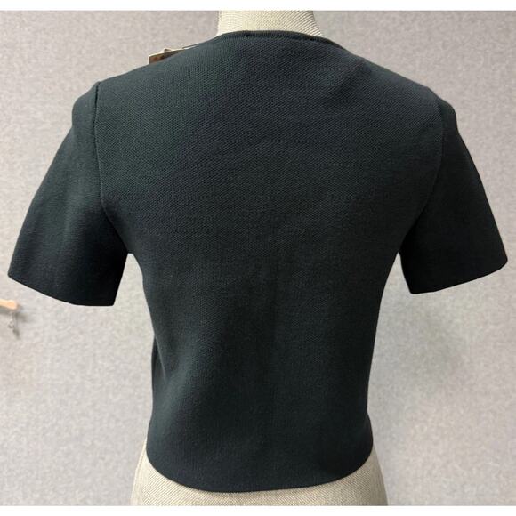 ZARA Black Gray Knit Cropped Cardigan Whimsigoth Grunge Woman’s Size Medium NWT - Picture 8 of 9